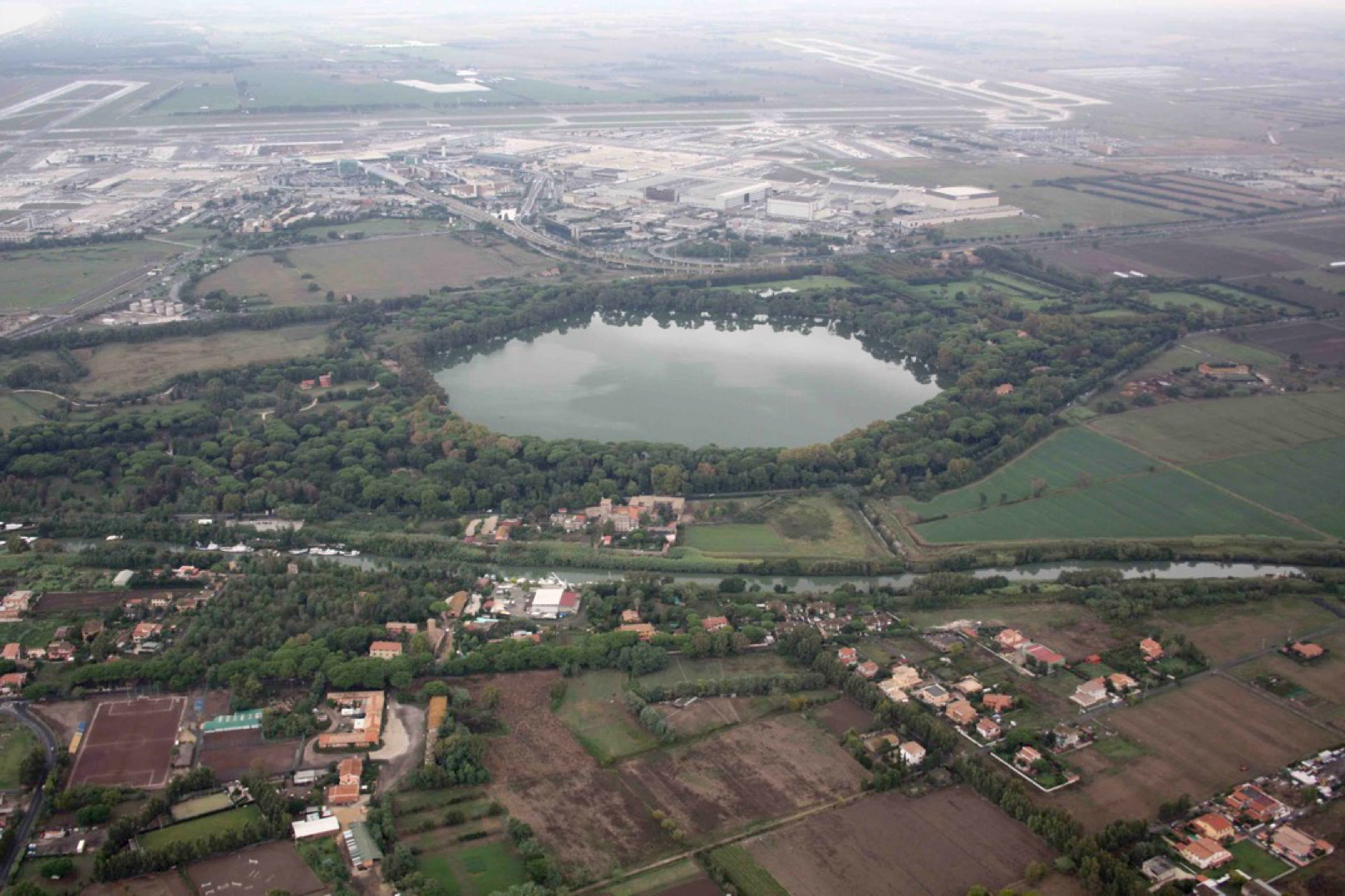 Aerial view of the harbour at Portus